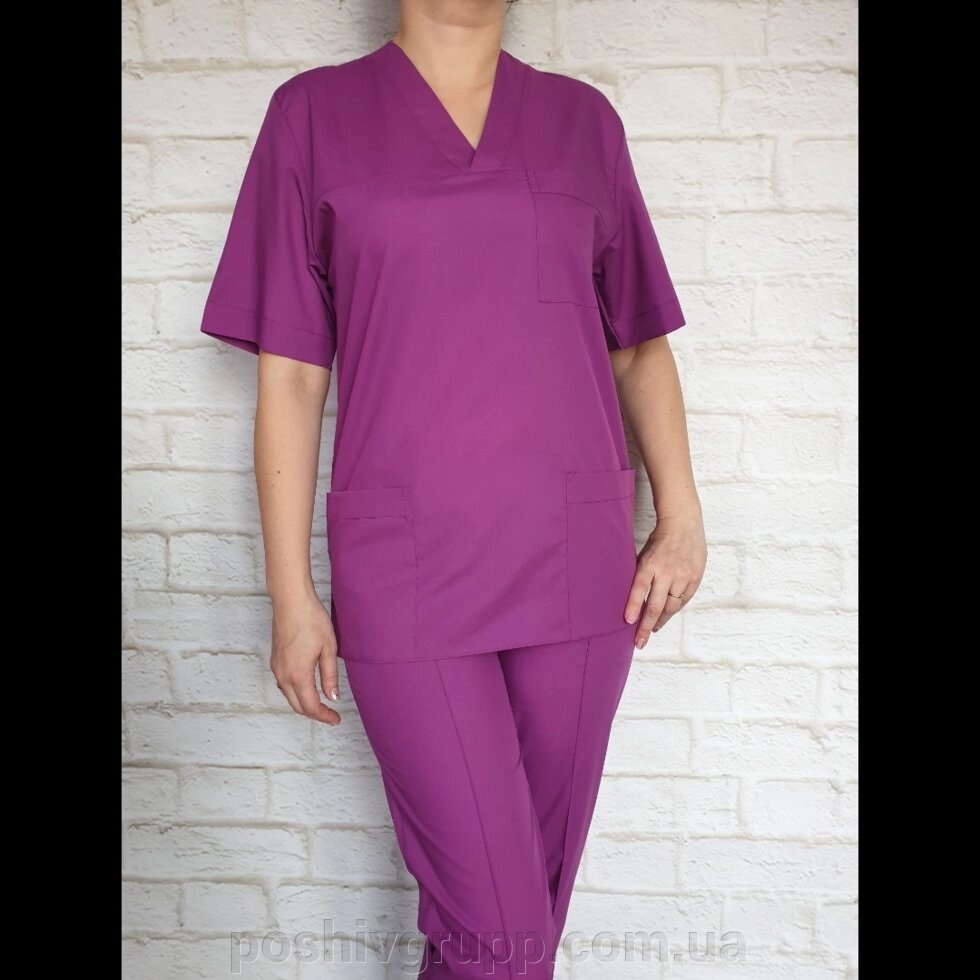 Медичний костюм фіолетовий. Тканина: батист. від компанії Пошиття Груп Пошиття - фото 1
