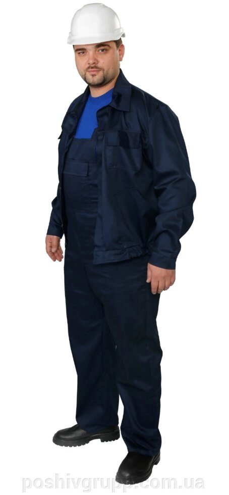 НАПІВКОМБІНЕЗОН з курткою тк. Саржа, т-синій від компанії Пошиття Груп Пошиття - фото 1