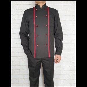 Кухарський костюм чорний з краснойотделкой. Тканина: еліт-котон в Одеській області от компании Пошив Групп Пошив