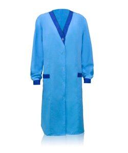 Халат жіночий блакитний з обробка (тк. Габардін)