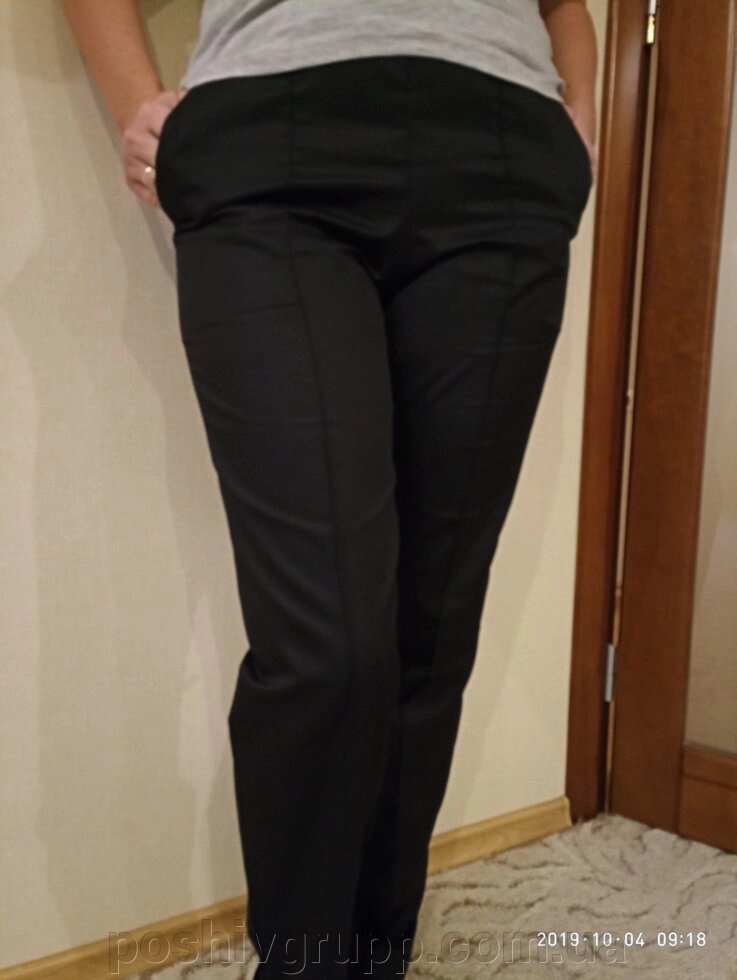 Штани медичні жіночі з кишенями чорні. Тканина: еліт-котон. від компанії Пошиття Груп Пошиття - фото 1