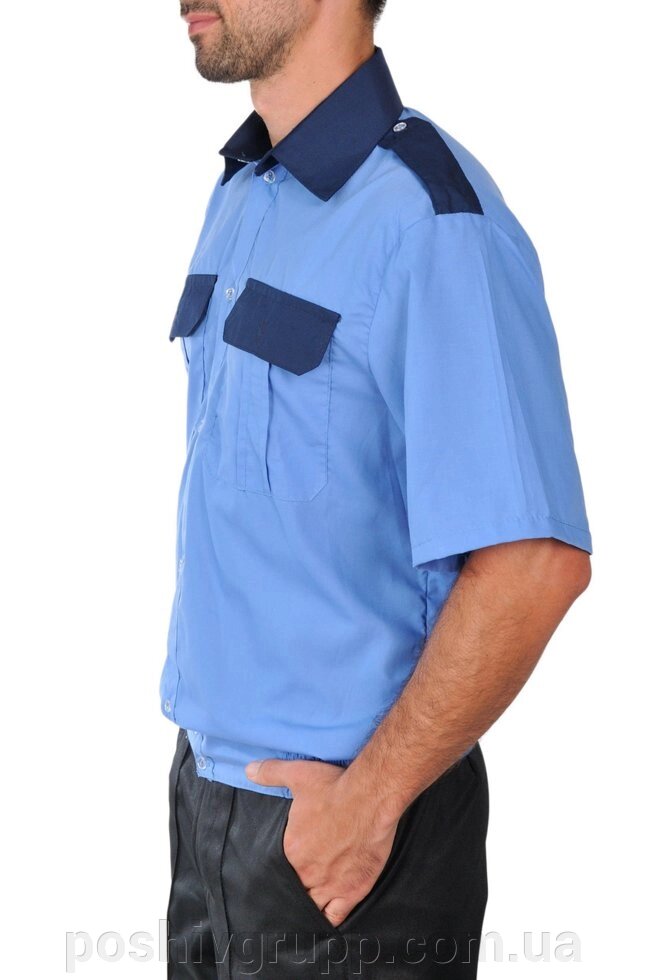 Сорочка з коротким рукавом комбінована формена від компанії Пошиття Груп Пошиття - фото 1