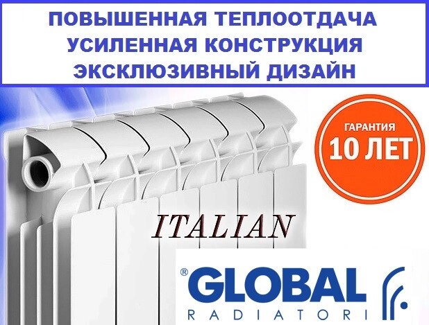Алюмінієвий радіатор Global VOX R 350/100 (виробництво Італія) від компанії ТД "УСI ТОВАРИ" - фото 1