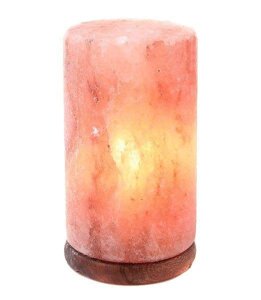 Гімалайська рожева сіль Світильник Циліндр з дерев'яною підставкою для лазні та сауни
