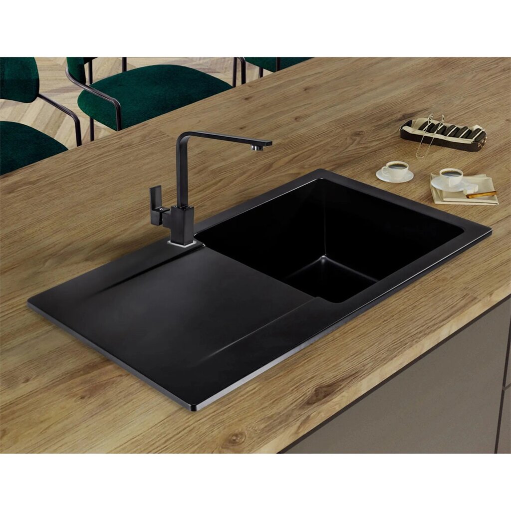 Гранітна кухонна мийка з крилом для сушіння Sink Quality FERRUM 1КDO GREY від компанії ТД "УСI ТОВАРИ" - фото 1