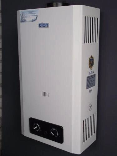 Колонка газова Dion (Діон) JSD 12 дисплей, біла з чорною вставкою (комфорт) від компанії ТД "УСI ТОВАРИ" - фото 1
