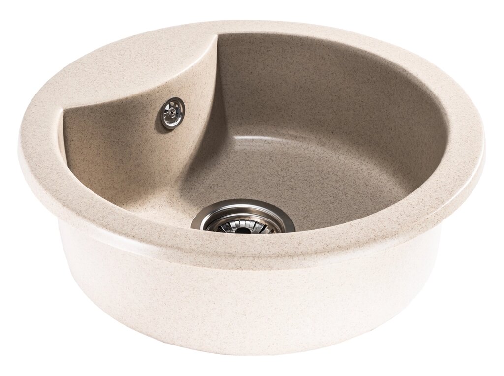 Кругла кухонна гранітна мийка SinkQuality AZURITE BEIGE (колір бежевий) від компанії ТД "УСI ТОВАРИ" - фото 1