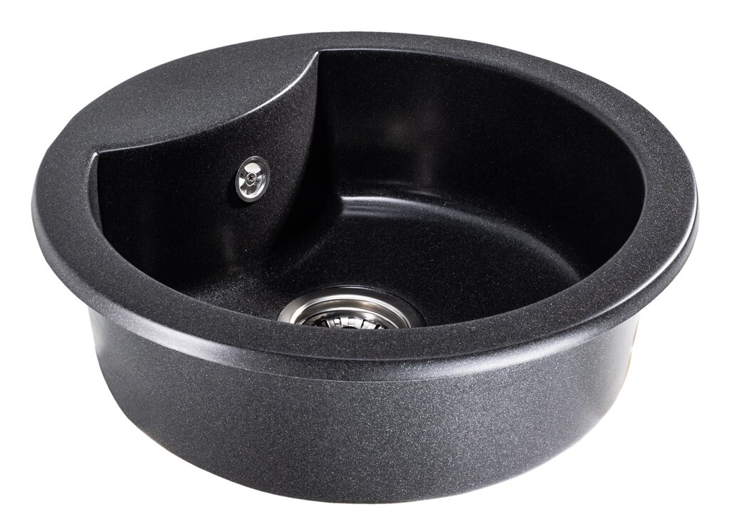 Кругла кухонна мийка Sink Quality Azurite BROCADE (черний із срібними вкрапленнями) від компанії ТД "УСI ТОВАРИ" - фото 1