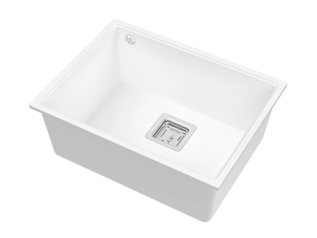 Кухонна гранітна мийка під столешню ARGON 60 WHITE (колір білий) від компанії ТД "УСI ТОВАРИ" - фото 1
