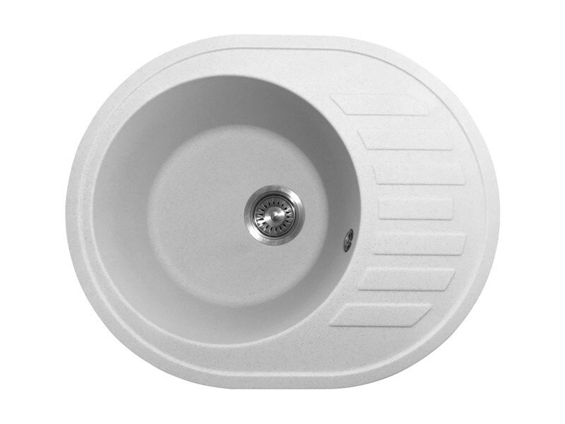 Кухонна гранітна мийка PoliComposite М03 білий (Україна) від компанії ТД "УСI ТОВАРИ" - фото 1