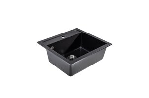 Квадратна гранітна кухонна мийка FERRUM Sink Quality (Польща) 1К60 BLACK (колір чорний)