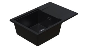 Гранітна кухонна мийка з коротким крилом для сушки SinkQuality 1KDO чорний