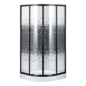 S-90/15(3), Sansa, душова кабіна 90 х 90 см, рама сатин чорна, скло прозоре-мозаїк