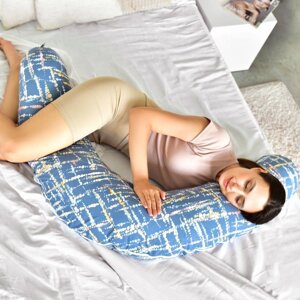 Подушка для вагітних і годування U-подібної форми ТМ PAPAELLA 30х190 см з ґудзиком акварель денім