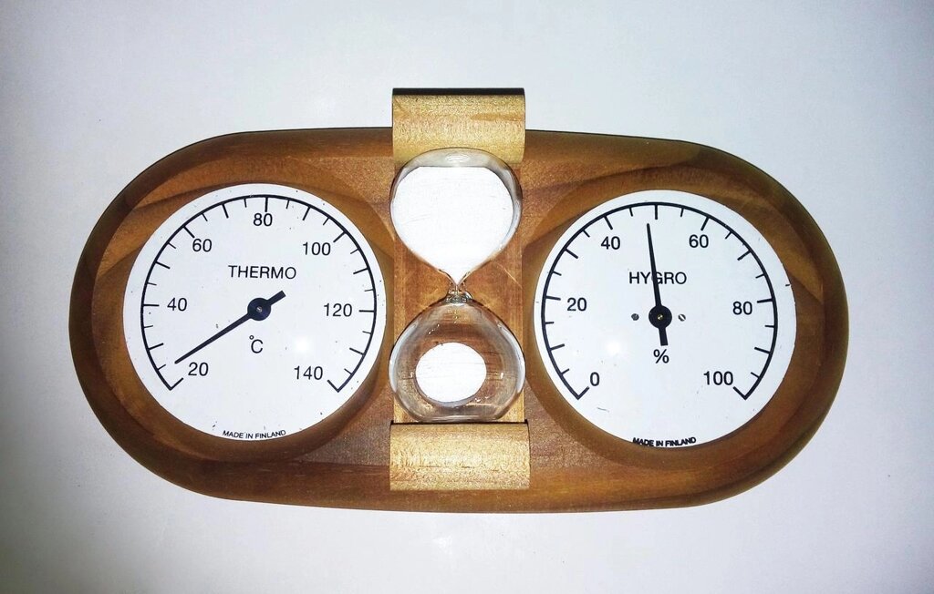 Термогігрометр струнний + пісочний годинник (15 хв) термобереза для лазні та сауни від компанії ТД "УСI ТОВАРИ" - фото 1