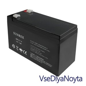 Аккумулятор батарея 12V 7Ah SUNREX SRL12-7.0, Ємність: 7 Ah, 12V, 1.9kg, AGM battery, розміри: 151х65х94мм (ІБП UPS)