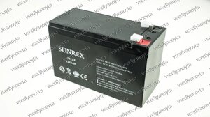 Акумулятор батарея 12V 9Ah SUNREX SR12-9, 2.44kg, AGM battery, розміри: 151х65х94мм (ІБП UPS)