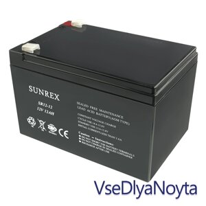 Акумуляторна батарея SUNREX SR12-12, Ємність: 12Ah, 12 V, 3.38kg, AGM battery, розміри: 151х99х96мм (ІБП UPS)