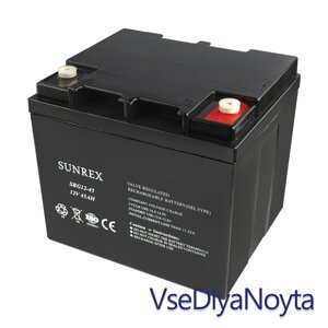 Акумуляторна батарея SUNREX SRG12-45, Ємність: 45 Ah, 12 V, 12.9kg, гелевий, розміри: 198х166х174мм (ІБП UPS)
