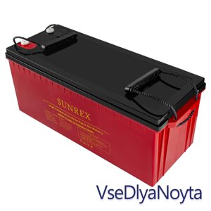 Акумуляторна батарея SUNREX SRHG12-200, Ємність: 200 Ah, 12 V, 58.7kg, гелевий, розміри: 532х206х215мм (ІБП