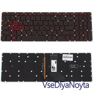 Клавіатура для ноутбука ACER (Nitro: AN515-41) rus, black, без фрейму, підсвітка клавіш (ОРИГІНАЛ)