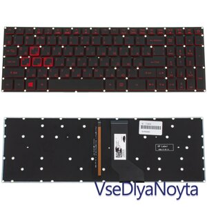 Клавіатура для ноутбука ACER (Nitro: AN515-41) rus, black, без фрейму, підсвітка клавіш (ОРІГИНАЛ)