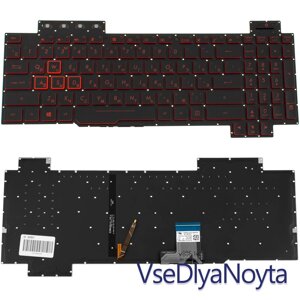 Клавіатура для ноутбука ASUS (FX504 series) rus, black, без фрейму, підсвітка клавіш (RED)