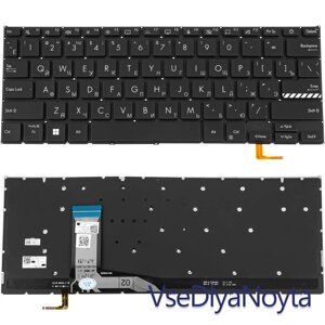 Клавіатура для ноутбука ASUS (X1402, X1403 series) rus, black, без фрейму, підсвітка клавіш