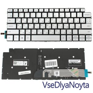 Клавіатура для ноутбука DELL (Inspiron: 5390, 5490, 7490) rus, silver, без фрейму, підсвічування клавіш (ОРИГІНАЛ)