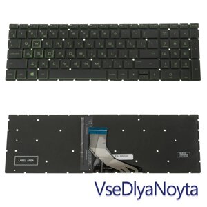 Клавіатура для ноутбука HP (15-cx, 15-ec) rus, black, без фрейму, підсвітка клавіш GREEN (ОРИГІНАЛ)