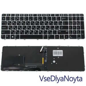 Клавіатура для ноутбука HP (EliteBook: 850 G4) rus, black, підсвітка клавіш, без джойстика, silver frame