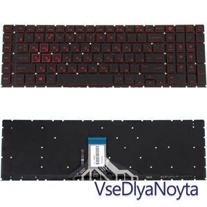 Клавіатура для ноутбука HP (Omen: 17-CB series ) rus, black, без фрейму, підсвітка клавіш (RED)