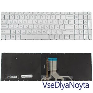 Клавіатура для ноутбука HP (Pavilion: 15-EG, 15-EH) rus, silver, без фрейму, підсвітка клавіш