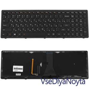 Клавіатура для ноутбука LENOVO (Flex 15, Flex 15D, G500s, G505s, S510p) rus, black, black frame, підсвітка