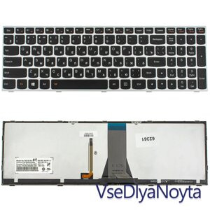 Клавіатура для ноутбука LENOVO (G50-30, G50-45, G50-70, Z50-70, Z50-75, Flex 2-15) rus, black, silver frame,