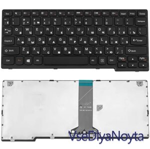 Клавіатура для ноутбука LENOVO (S110, S200, S206) rus, black, black frame (windows 8)