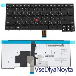 Клавіатура для ноутбука LENOVO (ThinkPad Edge: T431S, T440, T440P, T440S) rus, black, підсвітка клавіш