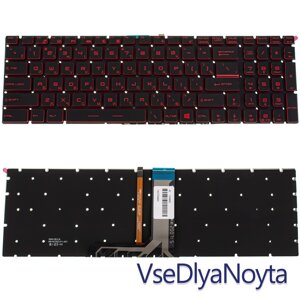 Клавіатура для ноутбука MSI (GV62, GT62) rus, black, без фрейму, підсвітка клавіш (RED)