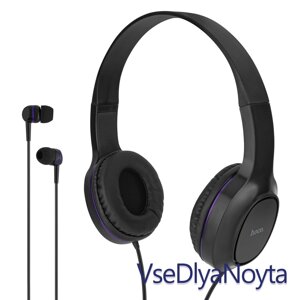 Наушники HOCO W24 Enlighten headphones with mic set Purple (2x1)