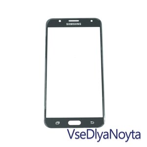 Скло корпусу для Samsung J700 Galaxy J7, black, оригінал