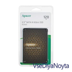 Жорсткий диск 2.5" SSD 120 gb apacer AS340 panther series, AP120GAS340XC-1, TLC, SATA-III 6gb/s, зап/шт.