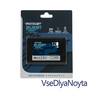 SSD накопичувавч 2.5 120 gb patriot burst elite series, PBE120GS25SSDR, 3D QLC, SATA-III 6gb/s, запшт.