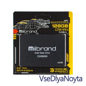 SSD накопичувавч 2.5 128 gb mibrand caiman series, MI2.5SSD/CA128GBST, 3D TLC, SATA-III 6gb/s, зап/шт.