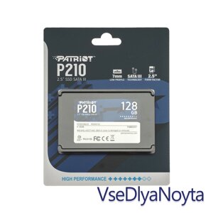 Жорсткий диск 2.5" SSD 128 gb patriot P210 series, P210S128G25, TLC 3D, SATA-III 6gb/s, зап/шт. 430/450 мб/с