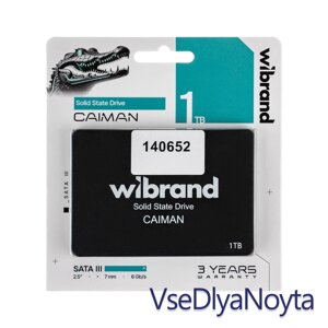 Жорсткий диск 2.5" SSD 1 tb wibrand caiman, WI2.5SSD/CA1tbst, 3D TLC NAND, SATA-III 6gb/s, зап/шт. 470/560 мб/с