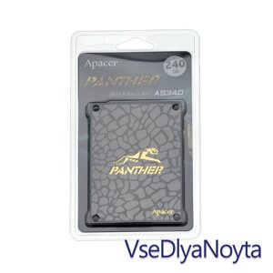 Жорсткий диск 2.5" SSD 240 gb apacer AS340 panther series, AP240GAS340G-1, TLC, SATA-III 6gb/s, зап/шт.