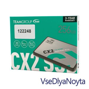 Жорсткий диск 2.5" SSD 256 gb team CX2 series, T253X6256G0c101, 3D TLC, SATA-III 6gb/s, зап/шт. 430/520 мб/с