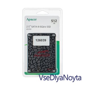 Жорсткий диск 2.5" SSD 512 gb apacer AS350 panther series, AP512GAS350-1, TLC, SATA-III 6gb/s, зап/шт.