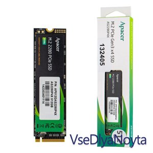 Накопичувач SSD M2 512gb apacer series, AP512GAS2280P4x-1, nvme, PCI express 3.0 x4, 3D NAND TLC,