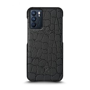 Шкіряна накладка Stenk Reptile Cover для OPPO Reno6 5G Чорна (71788)